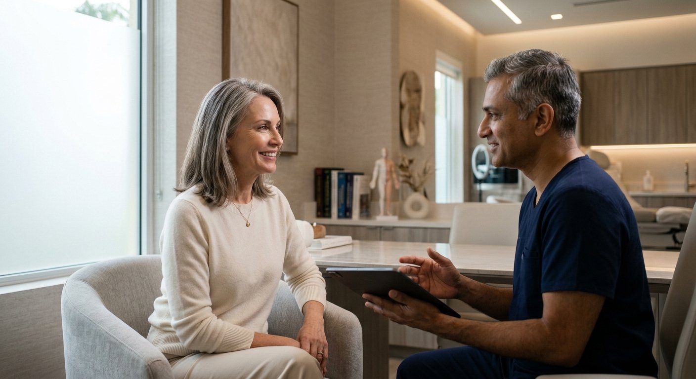 Natural Facial Rejuvenation with glowing skin and botanical elements