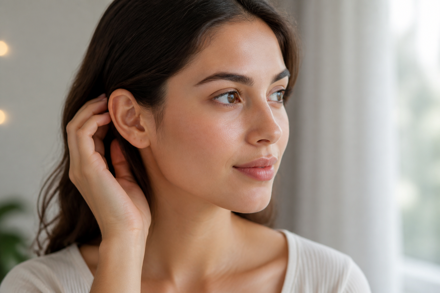 A person applying scar gel to their ear, demonstrating post-operative Otoplasty Scarring Facts care