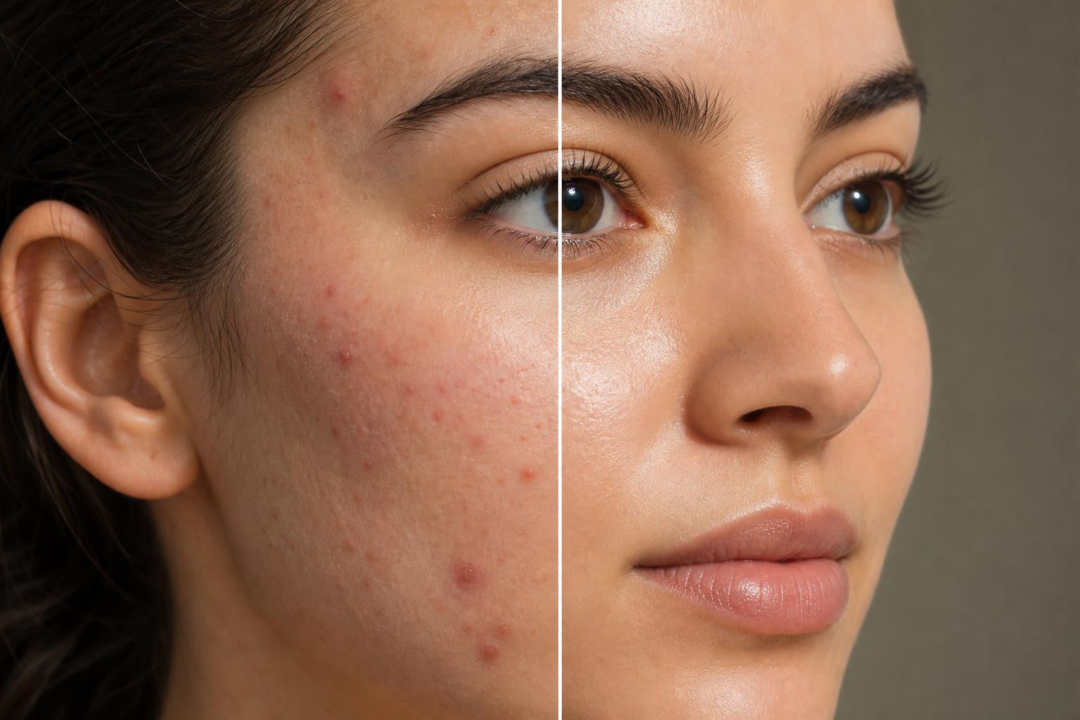 Chemical Peel Acne: 6 Powerful Reasons for Radiant Skin 3 Close-up of a person's face before and after chemical peel acne treatment, showing significant reduction in redness and blemishes, with clear, radiant skin.