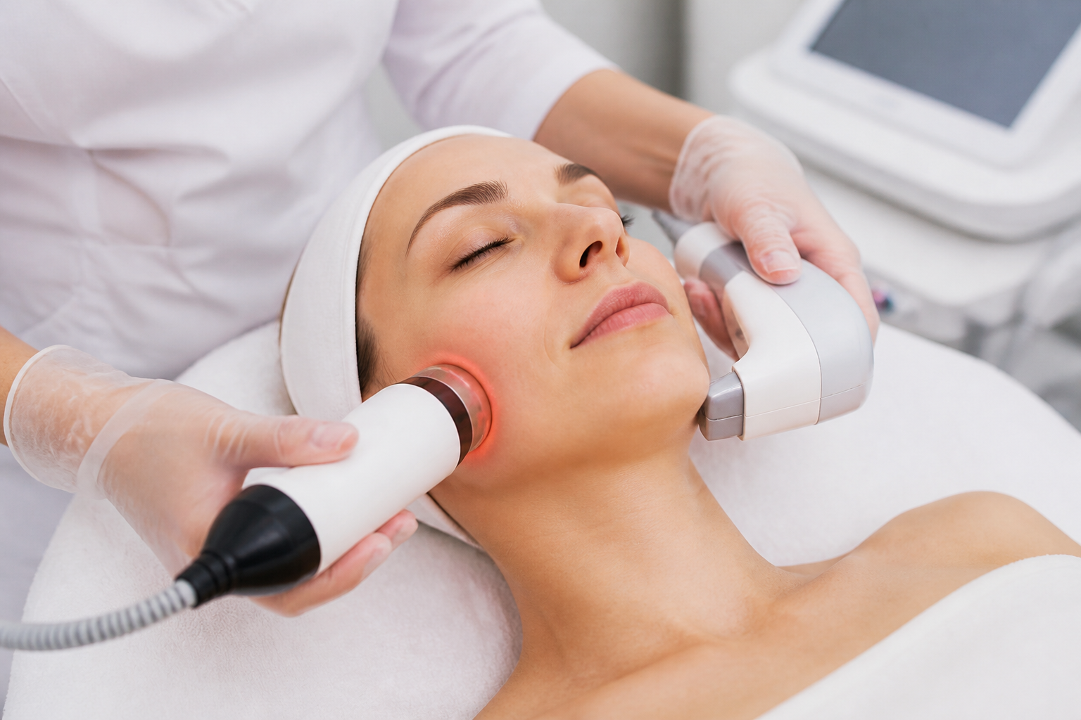 Woman enjoying results of Combined Skin Tightening