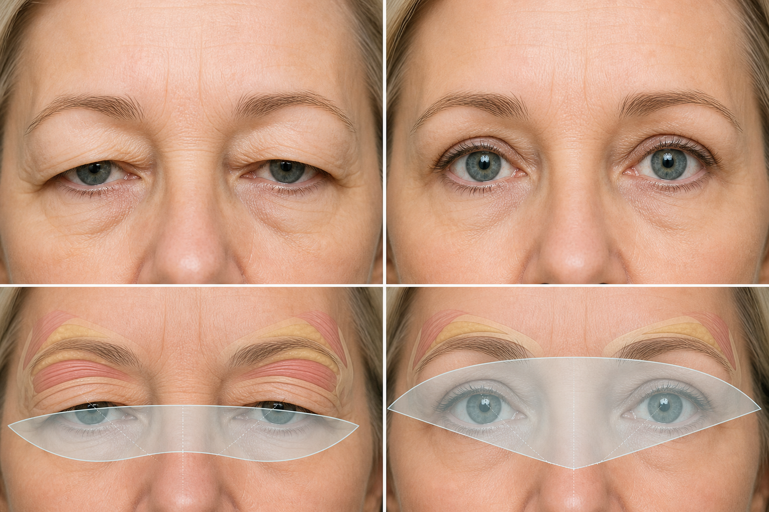 Functional blepharoplasty before and after showing clearer vision