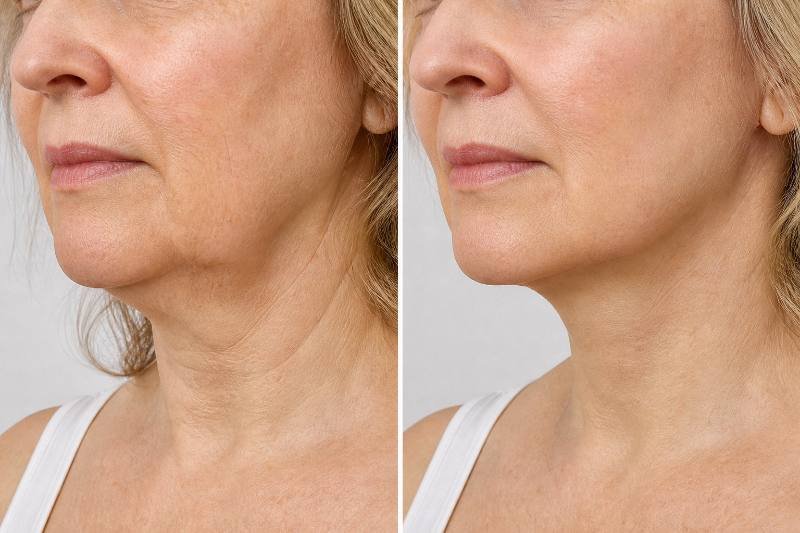 Jowls Facelift Solution - woman with a smooth, defined jawline